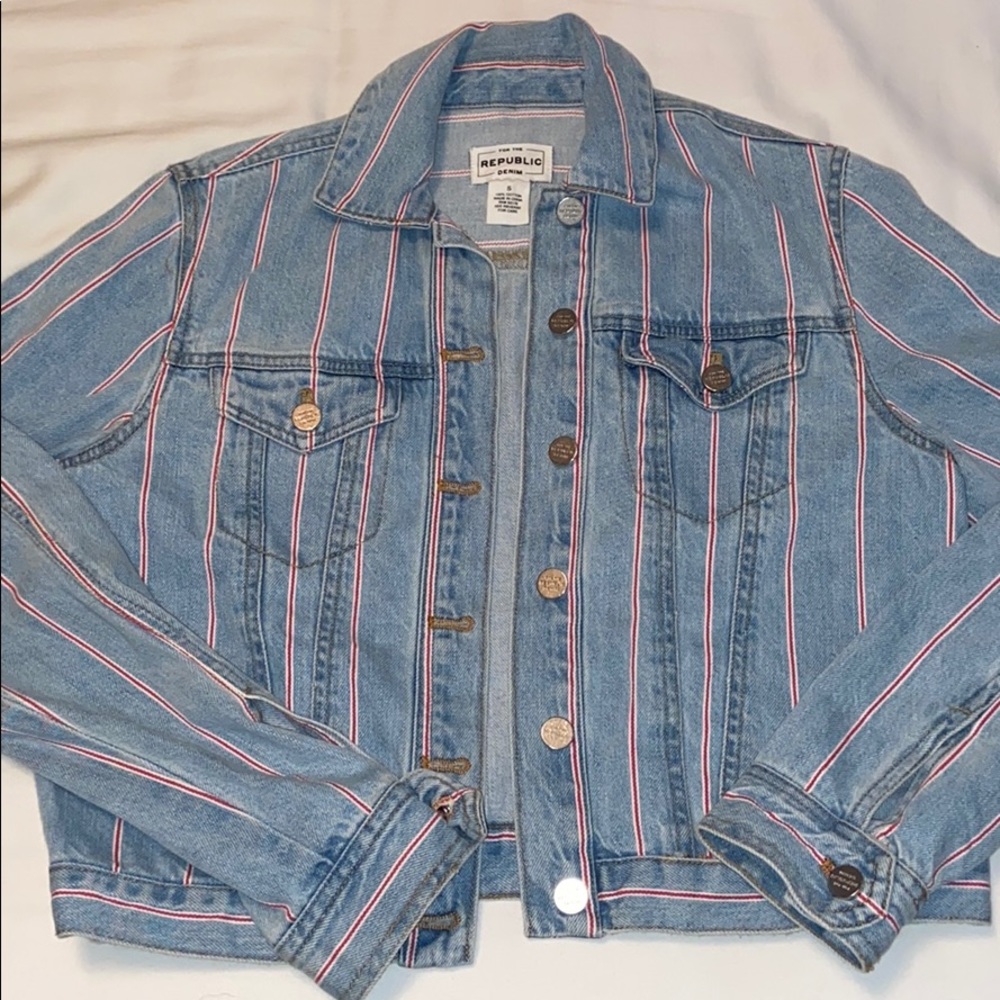 For the Republic Striped Denim Jacket